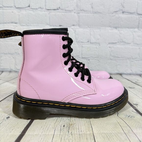 Dr Martens Combat Boots Girls Kids Size 12 Pink Lace Up Platform Shoes - Picture 1 of 14